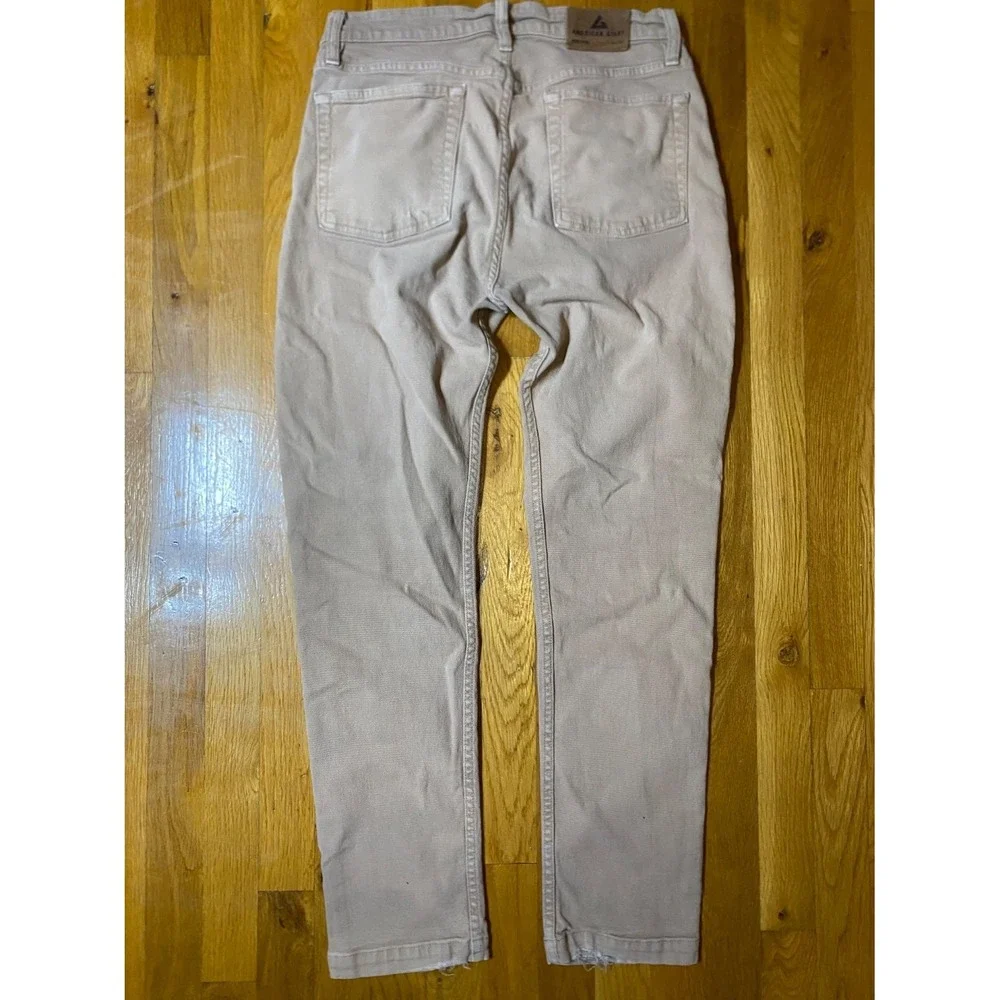 American Giant Pants Roughneck Mens 30x29 Beige Canvas Straight Leg Stretch